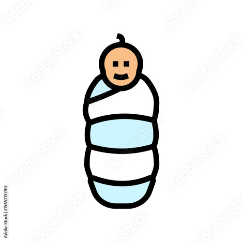 newborn baby wrapped blanket color icon vector illustration