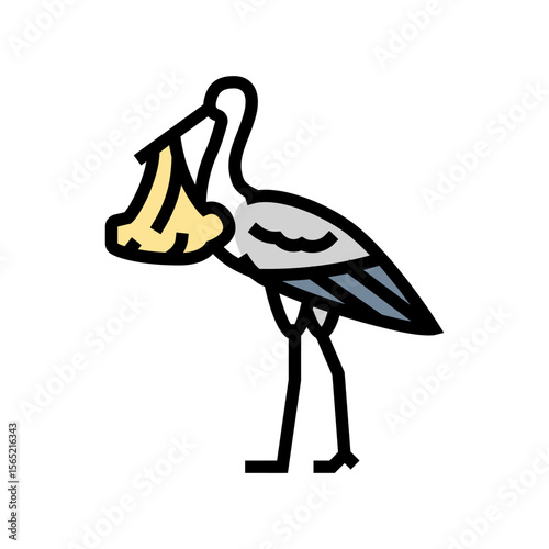 stork carrying baby color icon vector illustration