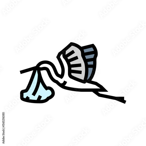 flying stork newborn color icon vector illustration