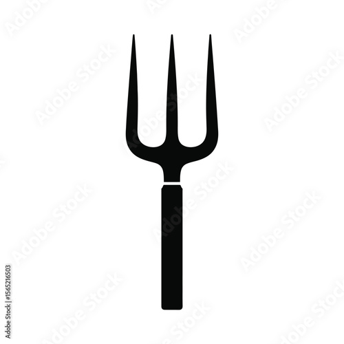 Black silhouette of a trident isolated on white background