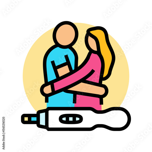 happy couple looking positive test color icon vector illustration