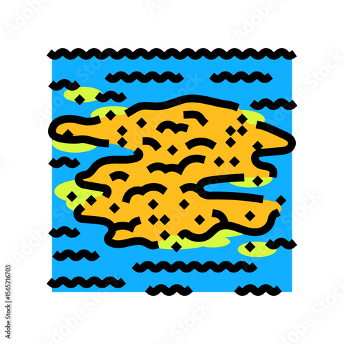 colored foam floating river chemical pollution color icon vector illustration
