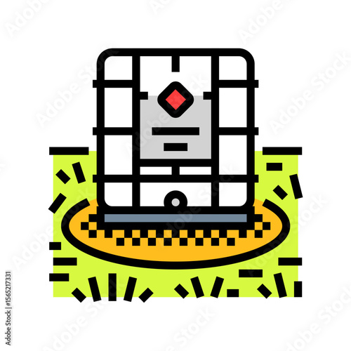 burned grass near containers chemical pollution color icon vector illustration