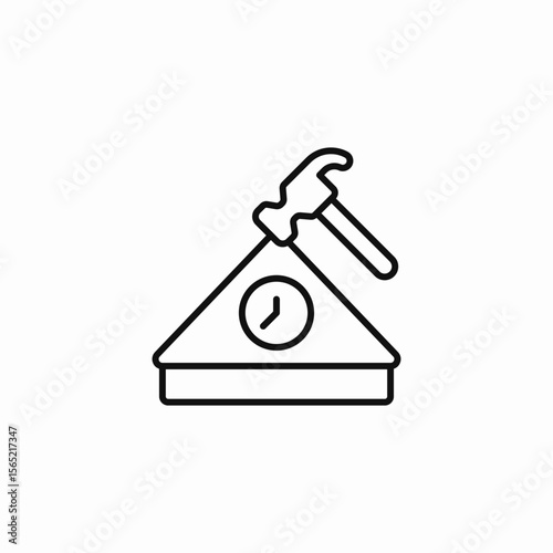 hammer clock time icon sign vector