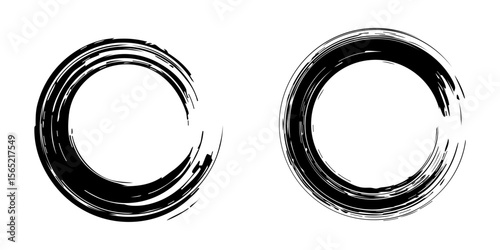 Black  Red Zen Circle Brush Logo, Sign, Icon Vector Design Illustration. Circle Brush Zen,  Sign, Icon Set Vector Illustration Template. Eps 10.