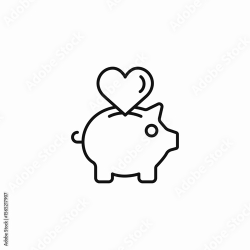 heart piggy bank icon sign vector