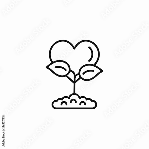 heart plant growth icon sign vector