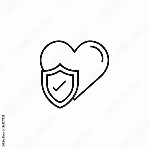 heart shield checked icon sign vector