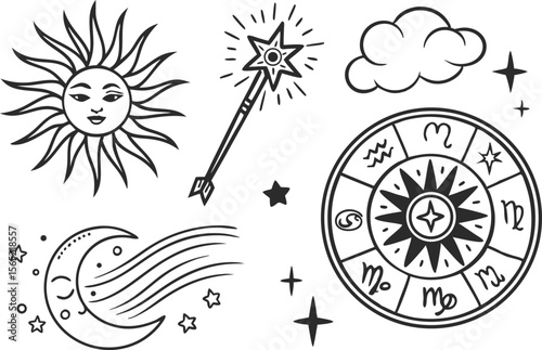 Celestial Clipart Collection for Magical and Mystical Designs. High Quality Celestial Clipart Collection for Creative Projects. Stunning Celestial Clipart Collection for Digital and Print Media