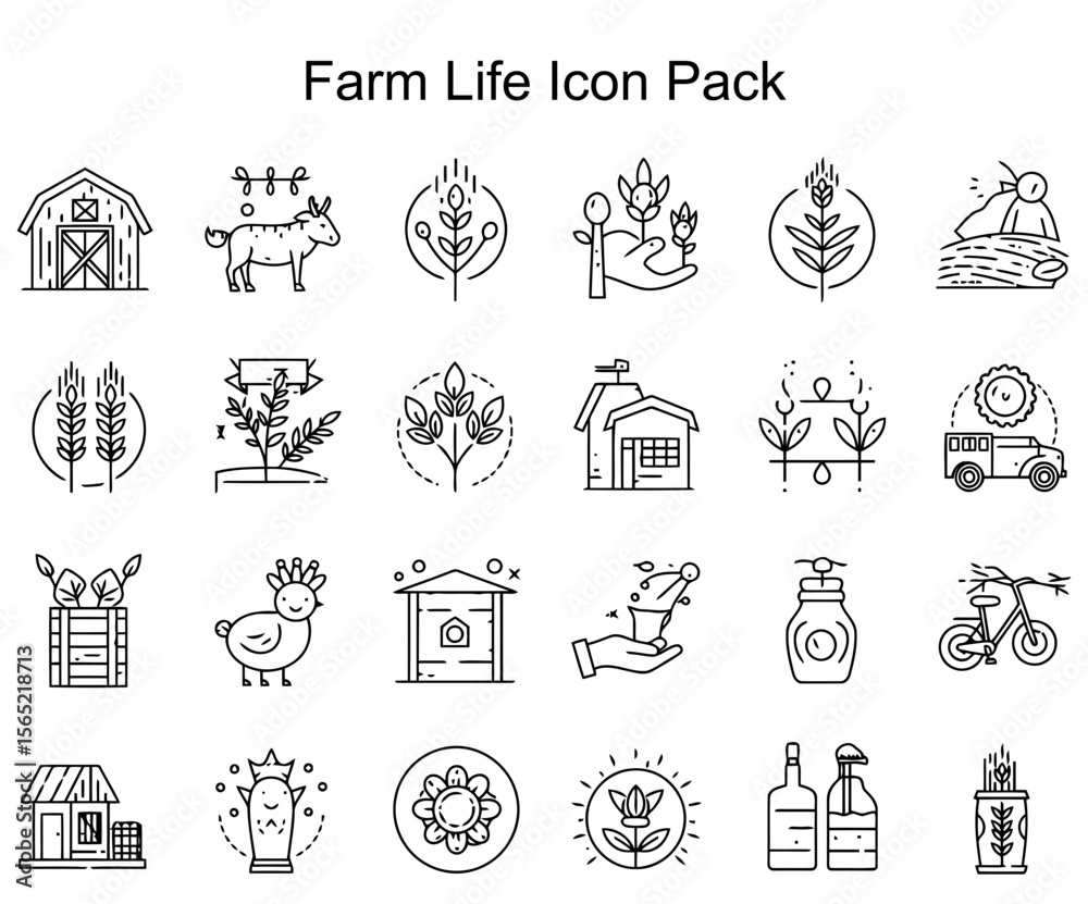 Fototapeta premium Farm Life Icon Pack