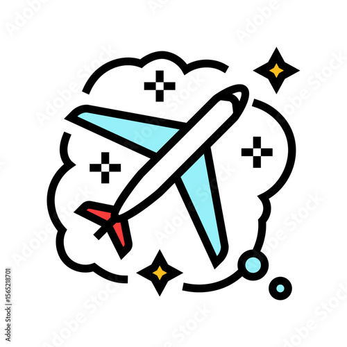 flying plane dream color icon vector illustration