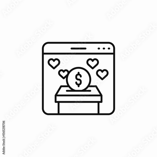 online donation money icon sign vector