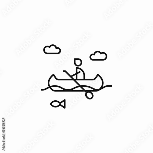 person in canoe icon sign vector