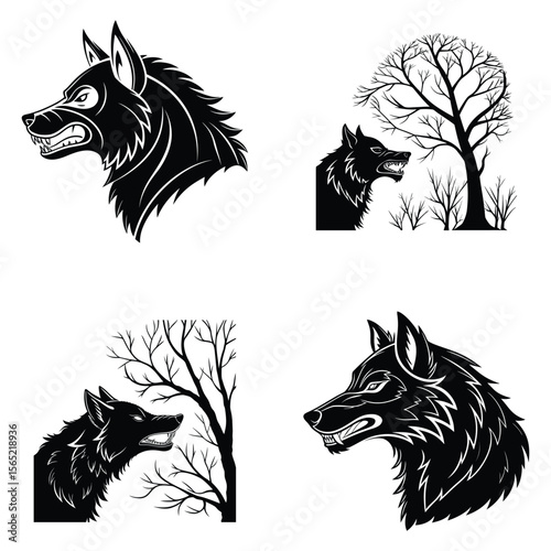 Halloween wolf mask silhouette