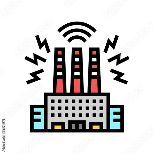factory visible sound waves coming out of exhausts color icon vector illustration