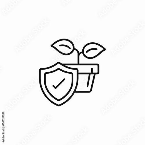 plant shield checked icon sign vector