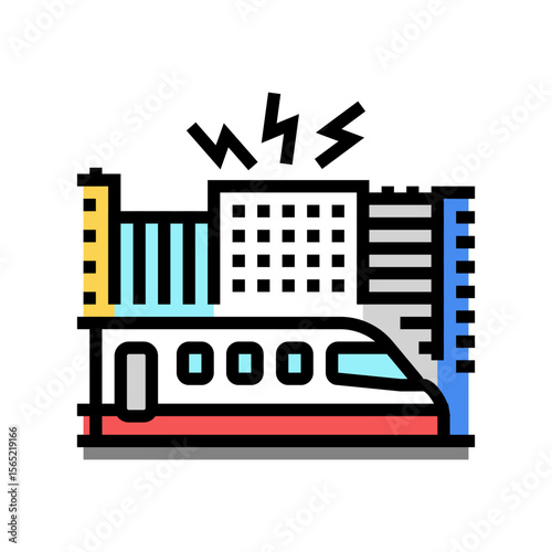 train creating loud sound city color icon vector illustration