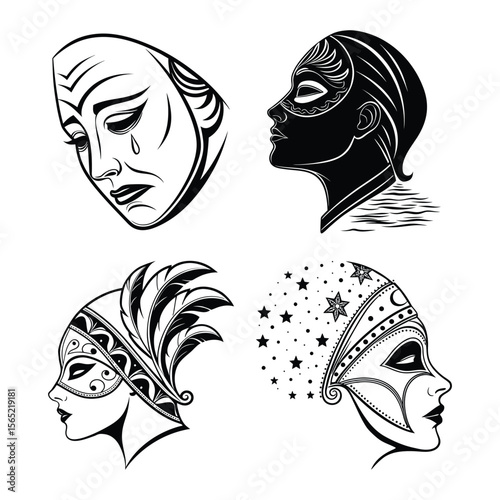 Halloween mask collection silhouette