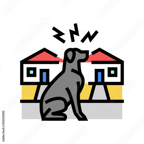 dogs barking loudly noisy neighborhood color icon vector illustration