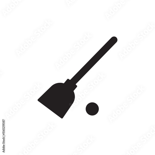 Broom-ball icon for apps and web ui designs. simple isolated graphics
