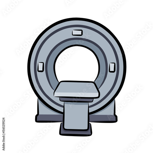 MRI scanner illustration showing a medical imaging machine used in hospital diagnostics in cartoon style