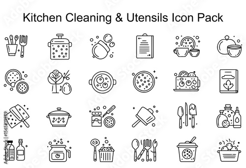 Kitchen Cleaning & Utensils Icon Pack