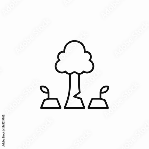 tree saplings planted icon sign vector