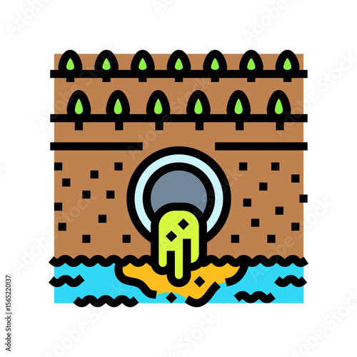 toxic agricultural runoff color icon vector illustration