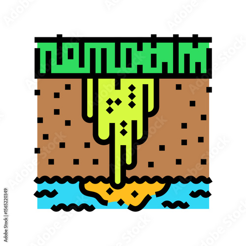 pesticide leaching groundwater color icon vector illustration