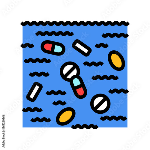 pills water stream color icon vector illustration