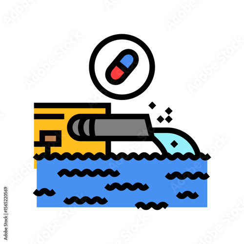 contaminated water source tablets color icon vector illustration