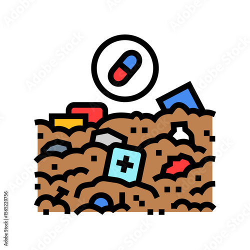 prescription drugs landfill color icon vector illustration