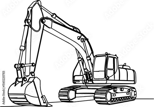 Single Line Excavator: Construction Machinery Power Symbol
