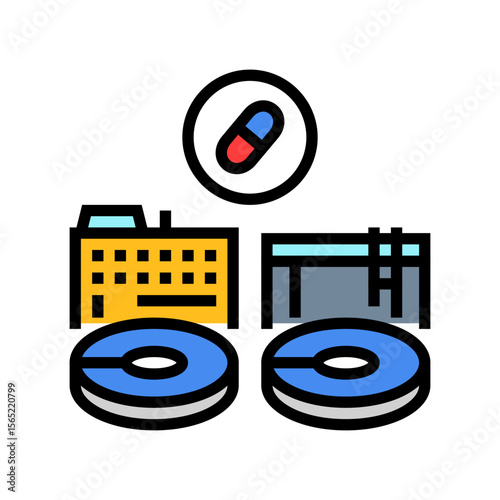 wastewater treatment plant pills color icon vector illustration
