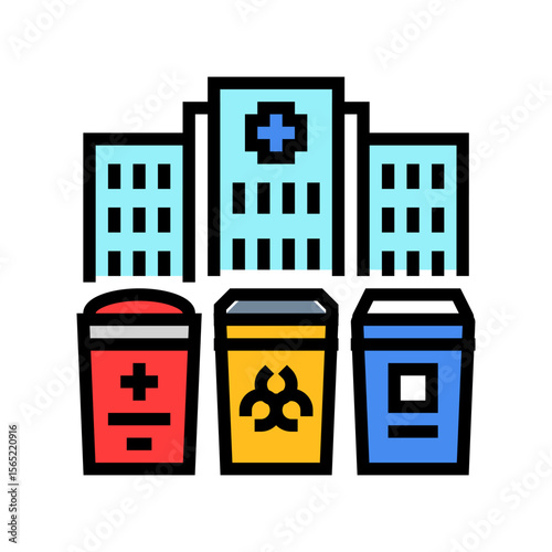 hazardous drug waste hospital color icon vector illustration