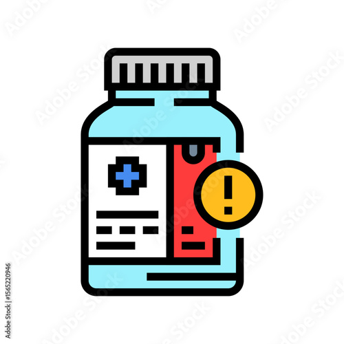 health warning label drugs color icon vector illustration