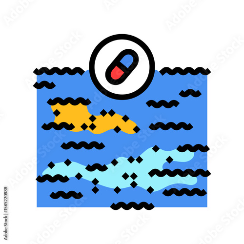 pharmaceutical waste ocean color icon vector illustration