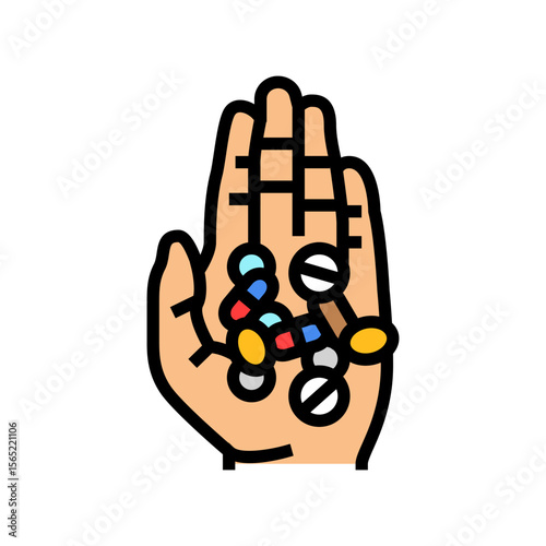 prescription drug abuse color icon vector illustration