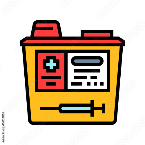 medical waste disposal needles color icon vector illustration