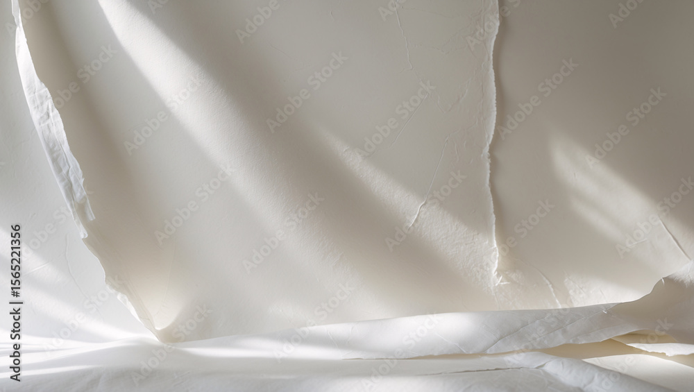Obraz premium Soft, natural light falls across textured white paper, creating gentle shadows and highlights