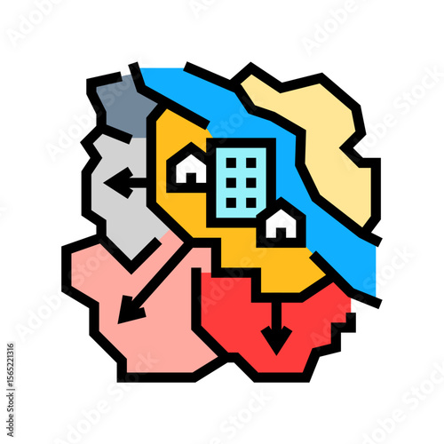 expansion of city borders map color icon vector illustration