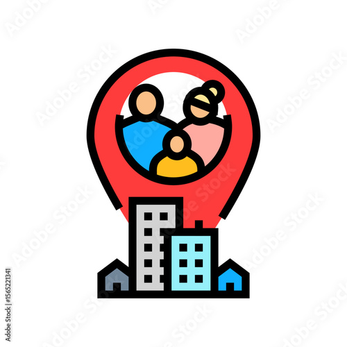family relocation color icon vector illustration