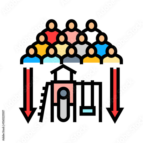 crowded playground color icon vector illustration