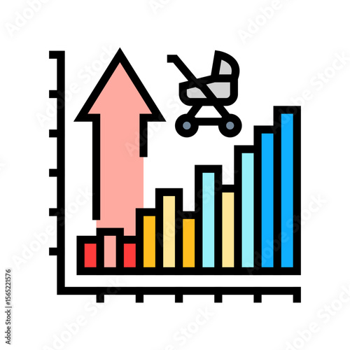 fertility rate chart color icon vector illustration