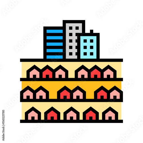 suburban neighborhood color icon vector illustration