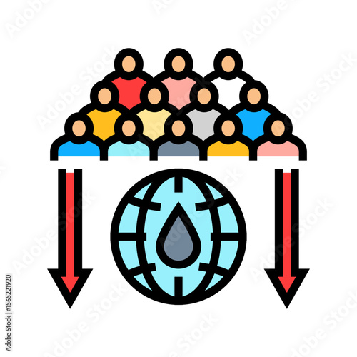 population pressure natural resources color icon vector illustration