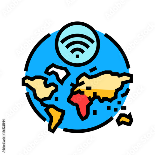 internet usage density map color icon vector illustration