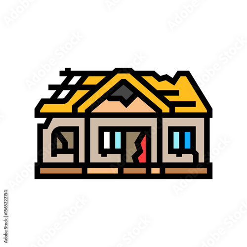 dilapidated house or shelter color icon vector illustration
