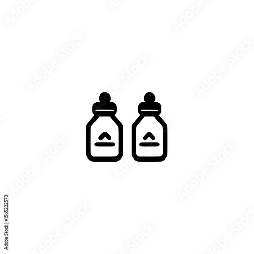 Vector icon of two baby feeding bottles representing infant care nutrition and feeding concept design