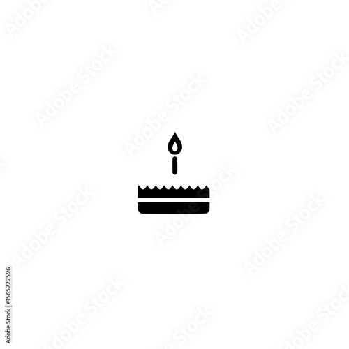 Vector icon of birthday cake with candle symbolizing celebration party and festive occasion design